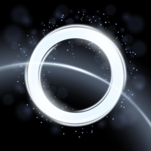 Vector abstract white circle isolated on space background elegant light ring