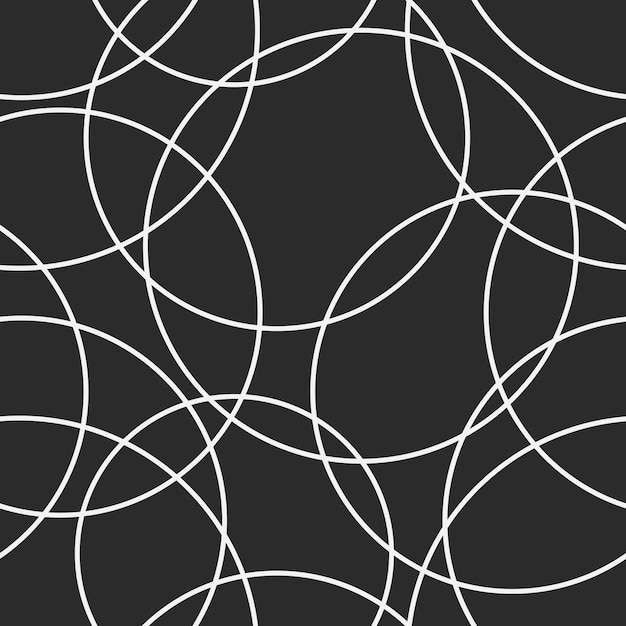 Abstract white circles on black background. Vector seamless pattern.