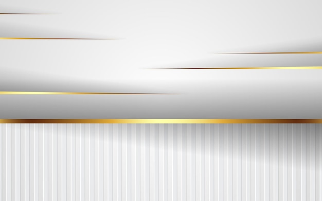 Abstract white dimension texture with golden line shadow background eps10 vector