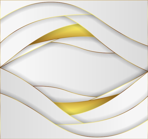 Abstract white and glowing shiny golden lines luxury background