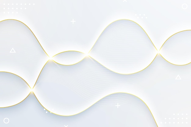 Abstract white and gold background with dynamic waves