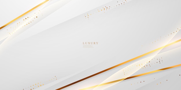 Abstract white and gray background with gorgeous golden line decoration.