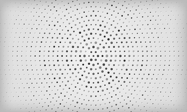 Vector abstract white and gray background with radial silver halftone dots decoration.