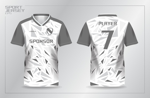 Vector abstract white and grayscale sport jersey for football and soccer shirt template