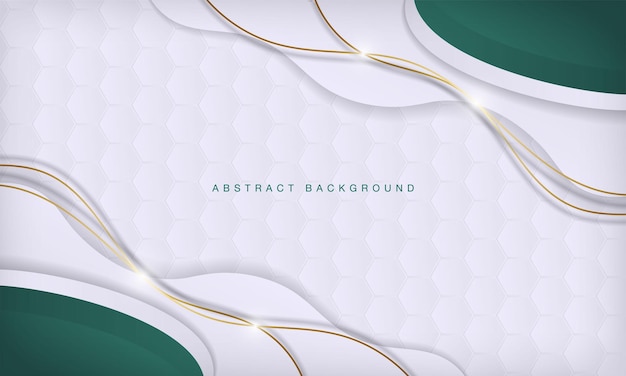 Abstract white and green with golden curve luxury background