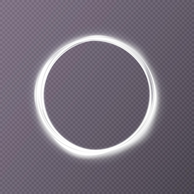 Abstract white light circle effect on transparent background. PNG vector