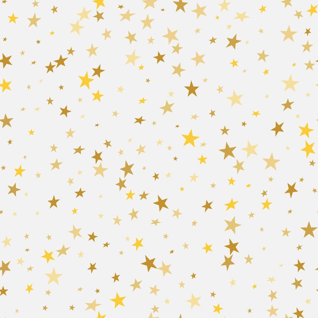 Abstract white modern seamless pattern with gold stars. Vector illustration. Shiny background.