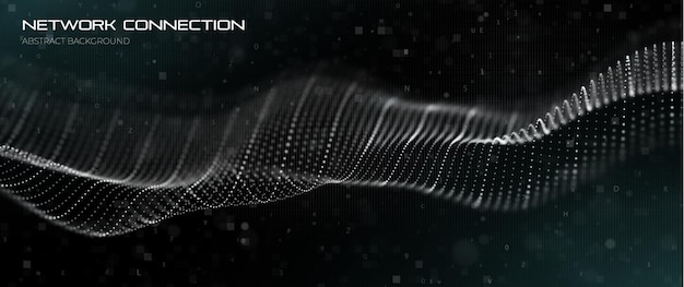 抽象的白色粒子背景. 有点景观的流浪. 数字数据结构. 未来的网格或声音网格. 模式点可视化.