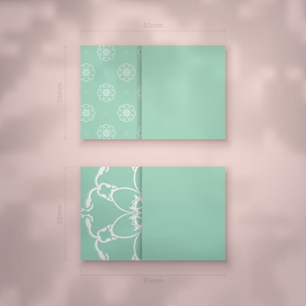 Abstract white pattern mint color business card for your business