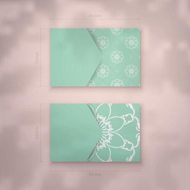 Abstract white pattern mint color business card for your personality