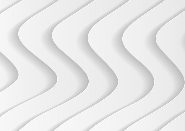 Papercut 스타일이 있는 추상 흰색 물결 배경, 흰색과 회색 음영의 추상 배경