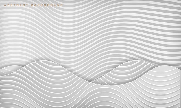 Abstract white wave curve papercut layer background