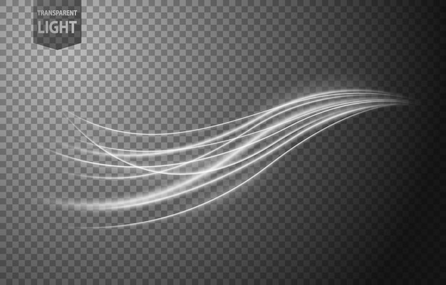 Vector abstract white wavy line of light