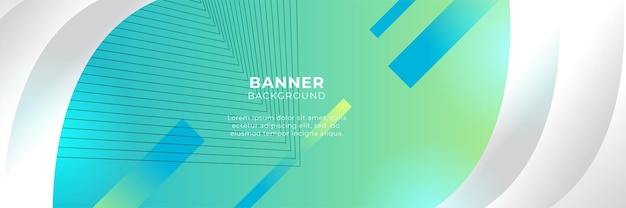 Абстрактный широкий фон баннера с геометрическими фигурами, полосами, волнами и технологическими цифровыми элементами