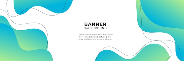 Abstract wide banner background with geometric shapes, stripes, waves, and technology digital elements