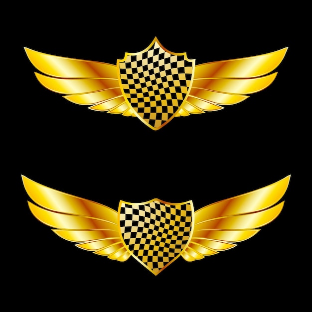 Vector abstract wings golden gradient set