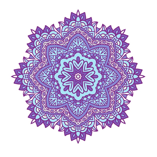 Mandala geometrica etnica blu astratta di inverno o fiocco di neve