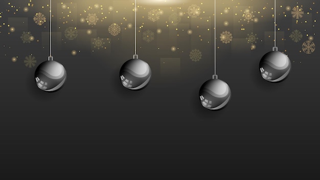 Vector abstract winter christmas xmas balls holiday decorations celebration happy new year black dark