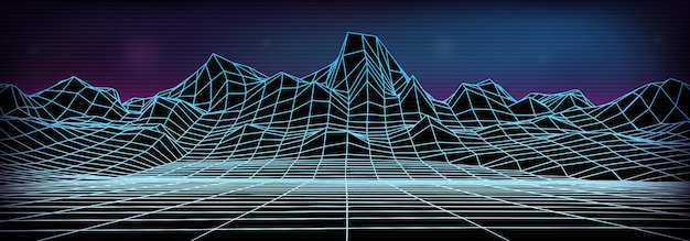 Priorità bassa astratta del paesaggio del wireframe