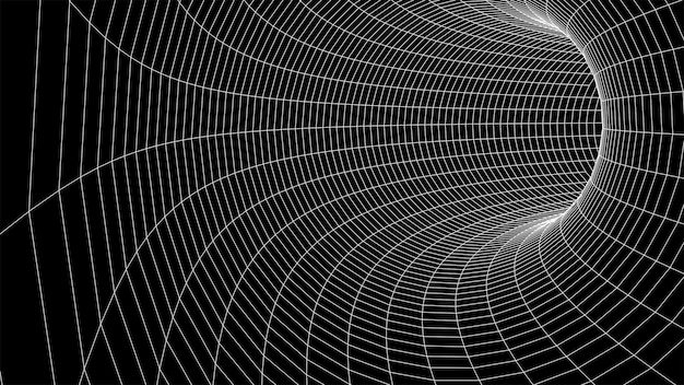 Abstract wireframe tunnel Vector wormhole 3D portal Futuristische fantasie trechter