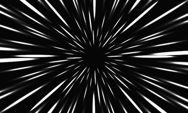 Abstract wit licht zoomsnelheid dynamisch op zwarte technologie futuristische achtergrond vector