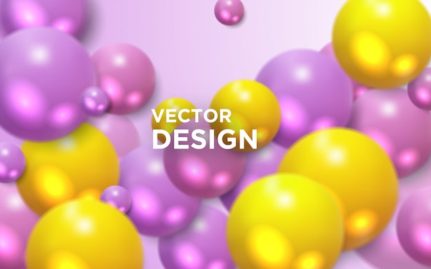 Vector abstract  with dynamic 3d pink yellow