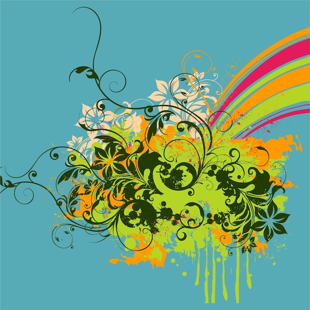 Abstract with floral ornament vector