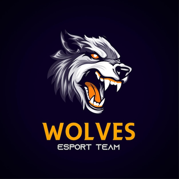 Vector abstract wolf mascot esports gaming logo