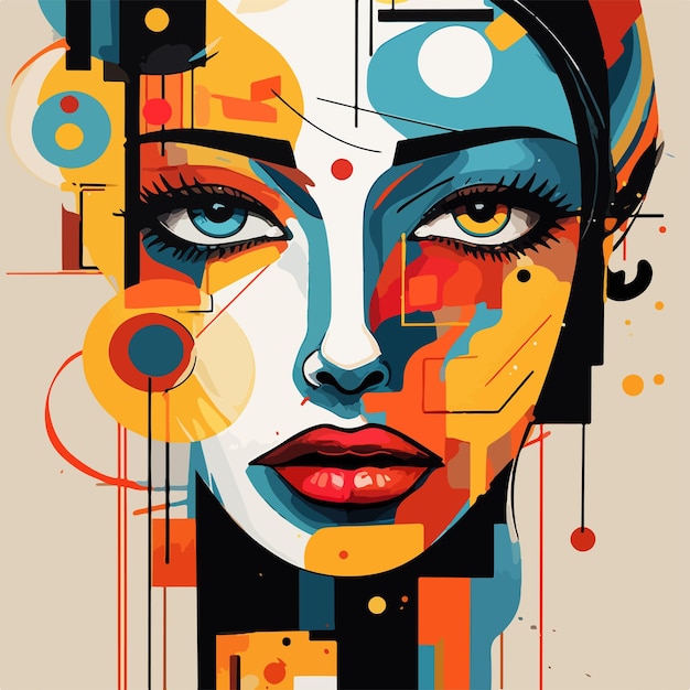 Vector abstract woman art portrait colorful