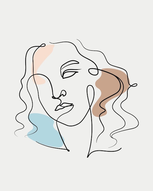 Abstract woman face line art poster