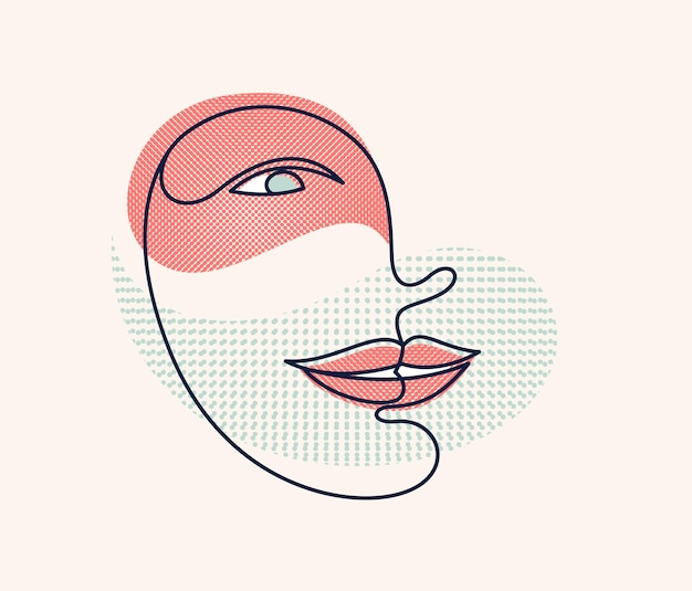 Vector abstract woman face vector artwork modern trendy lady portrait art hand drawn surreal beauty minimal artistic design painted sur human head