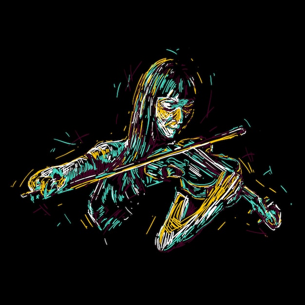 Vettore illustrazione astratta del violinista della donna