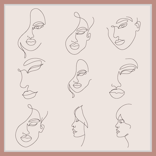 Abstract women face line art design