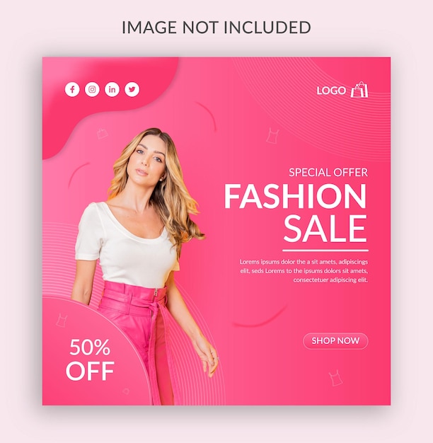 Modello di post sui social media di vendita di moda donna astratta vettore premium