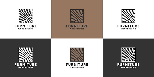 Abstract wood furniture logo design collections