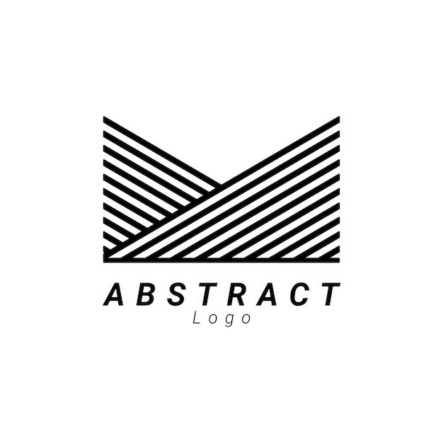 Logo astratto parola m con stile strip bianco e nero minimalista