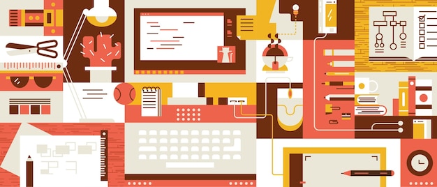 Vector abstract workspace design flat