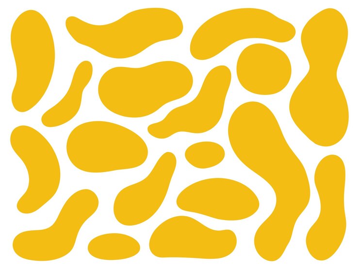 Vector abstract yellow blob shapes on a white background