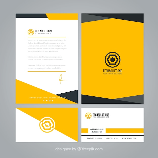 Abstract yellow business stationery 