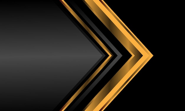 Abstract yellow glossy arrow direction grey metallic blank space black futuristic background vector