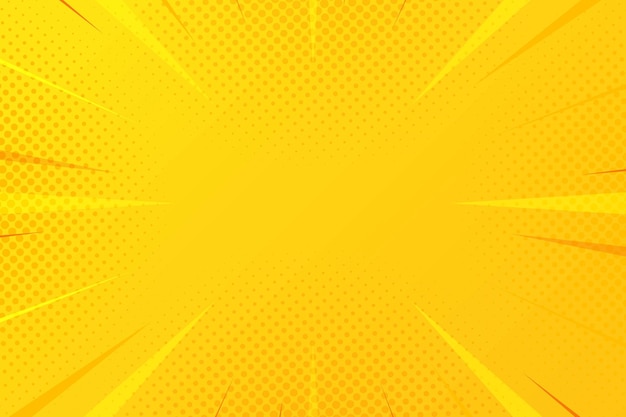 Abstract yellow halftone comic zoom background