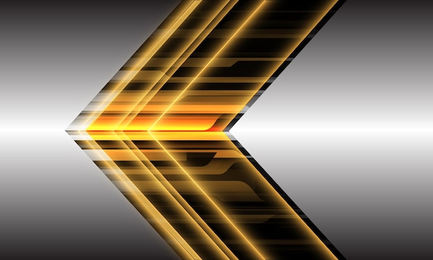 Abstract yellow light cyber arrow direction geometric dynamic on silver design modern futuristic