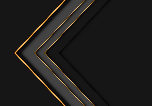 Abstract yellow line arrow direction symbol on dark background.