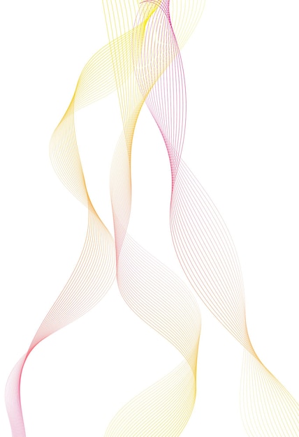 Abstract yellow and pink gradient wave element for design. Stylized line art background.