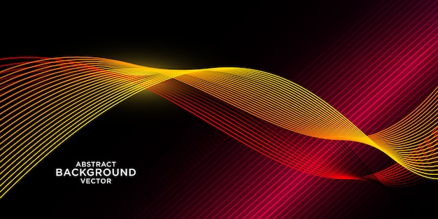 abstract yellow wave background with red light