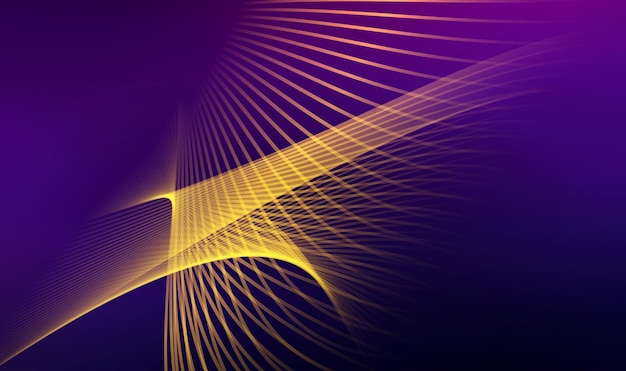 Abstract yellow wavy shape on purple dark design