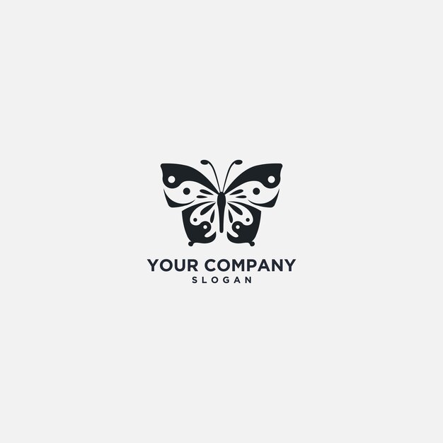 Vector abstract yin yang and butterfly logo feminine