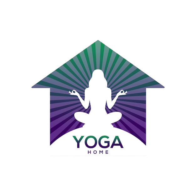 Vettore disegni premium del logo della casa di yoga astratto