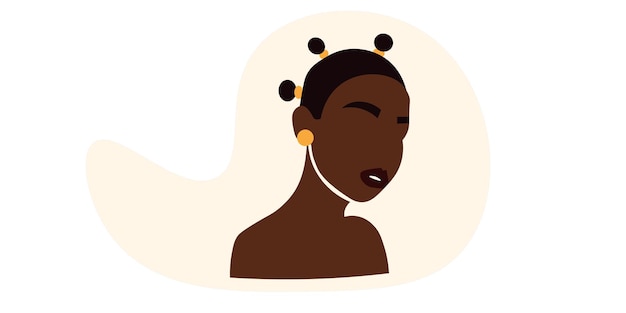 Abstract Young African woman in elegant line art style vector