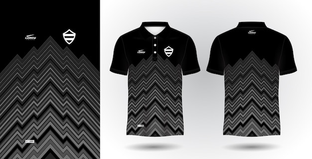 Abstract zwart polo sport shirt sublimatie trui sjabloon.